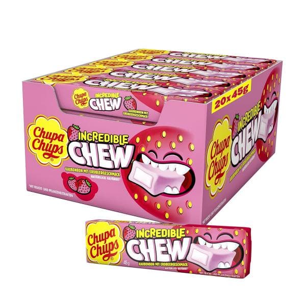 Chupa Chups Incredible Chew chewy candy strawberry flavor
20 x 0.05kg