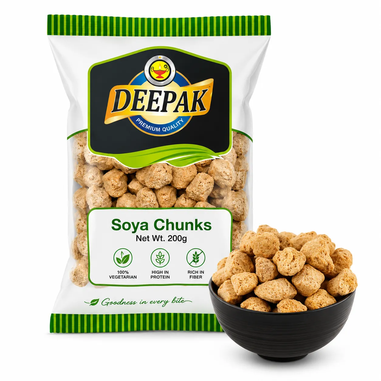 Deepak Soya Chunks 200g × 2 – High Protein Soy Meat Chunks (디팍 소야청크 콩고기)