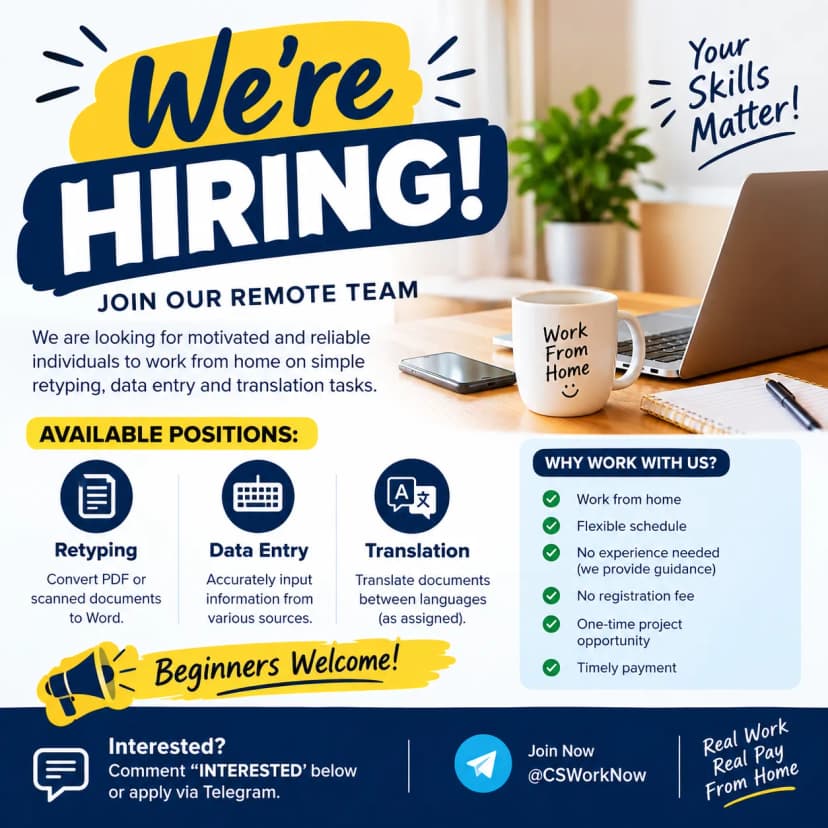 Hiring Remote work-from-home - Image 1