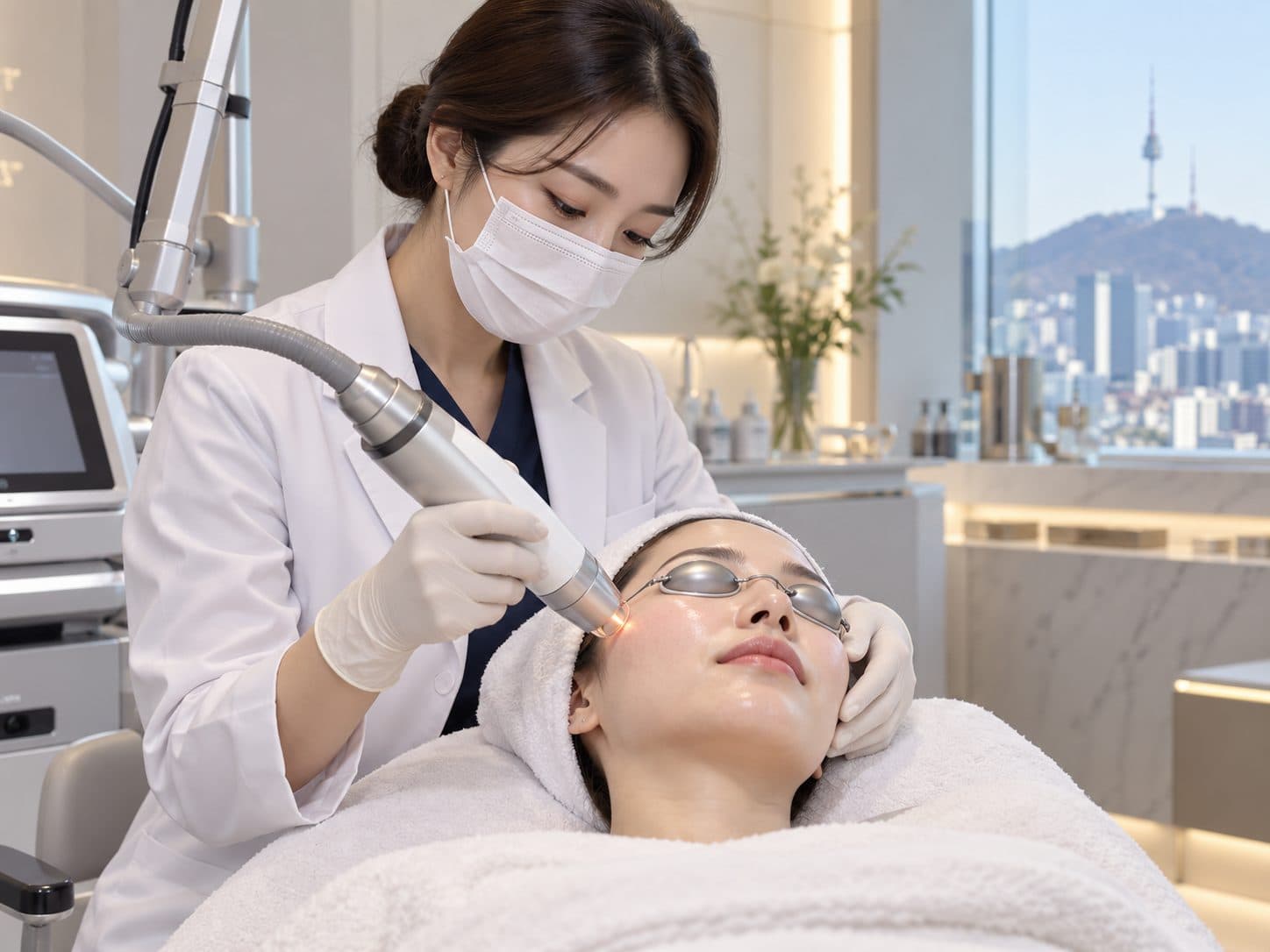 Laser skin rejuvenation consultation at a skin clinic in Seoul, South Korea
