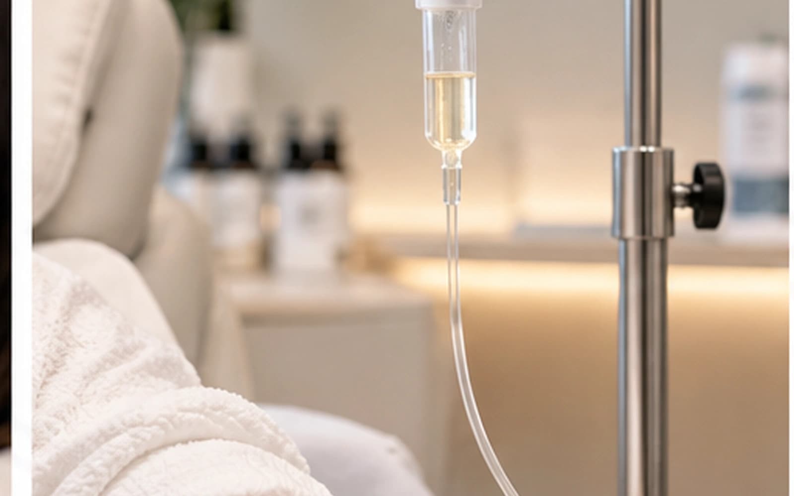 IV vitamin infusion administered through an intravenous line at a clinic in Korea