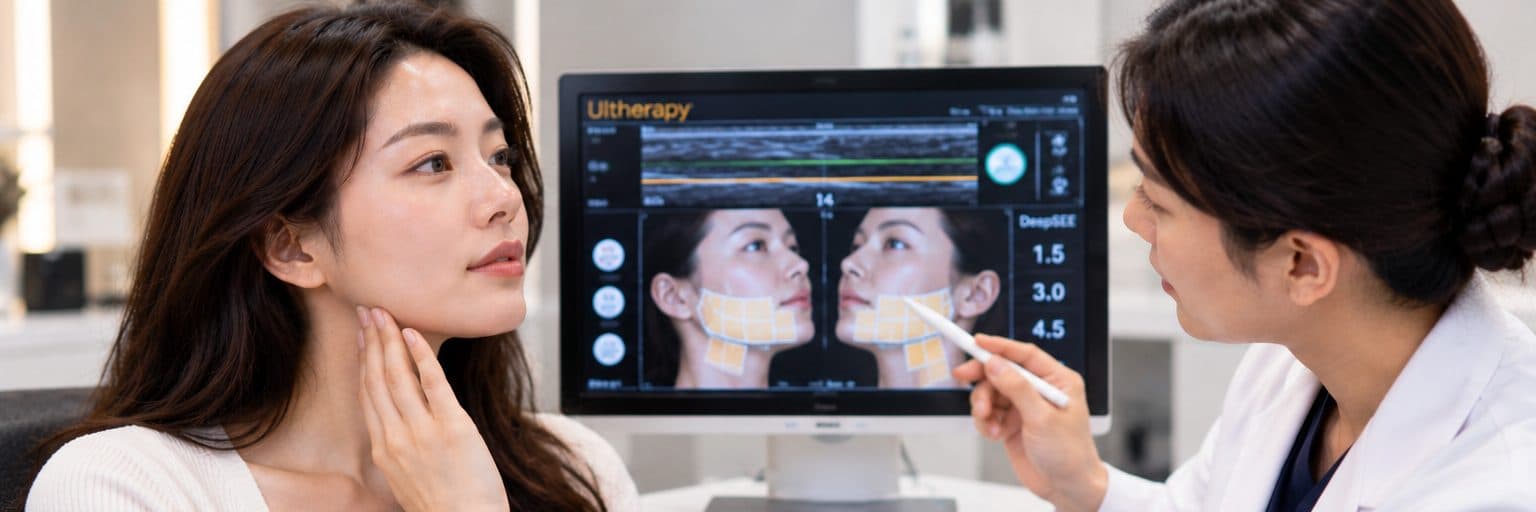 Ultherapy consultation for non-surgical skin lifting at an aesthetic clinic in Seoul, South Korea