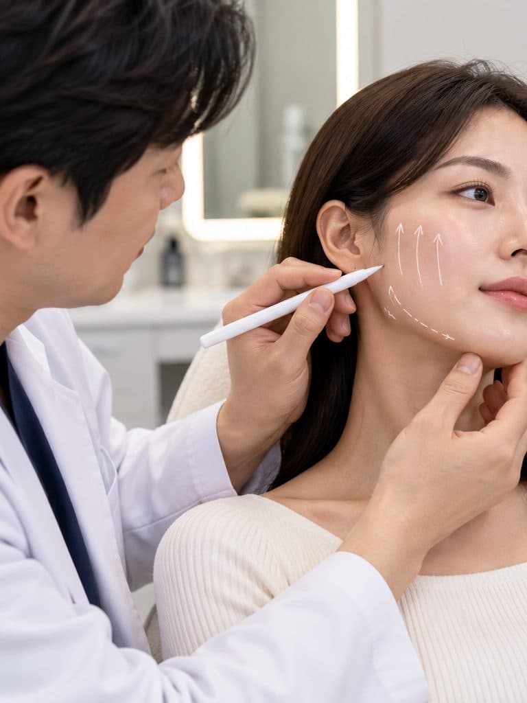 Thread lift consultation at an aesthetic clinic in Seoul, South Korea
