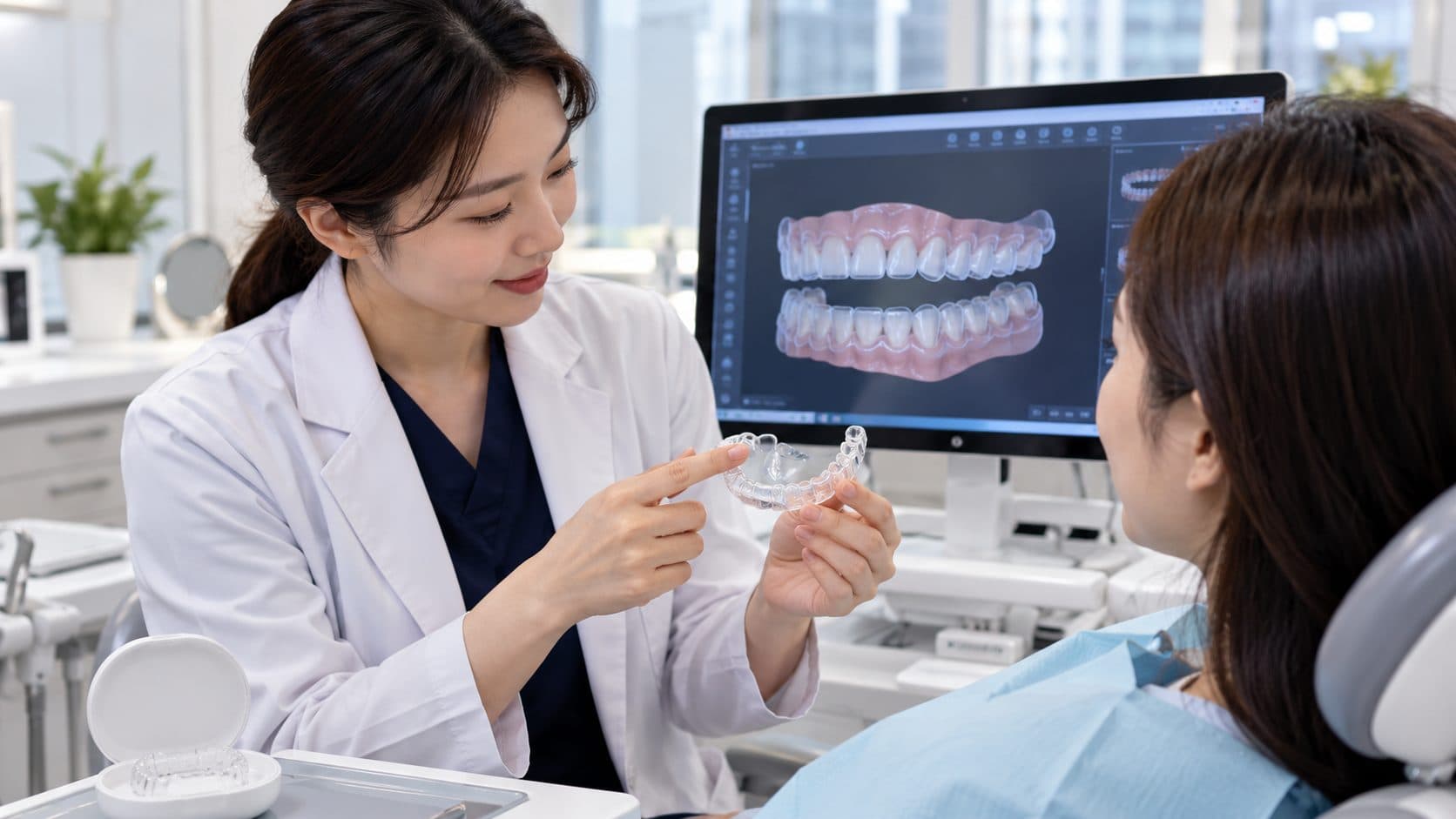 Invisalign clear aligner consultation at a dental clinic in Seoul, South Korea