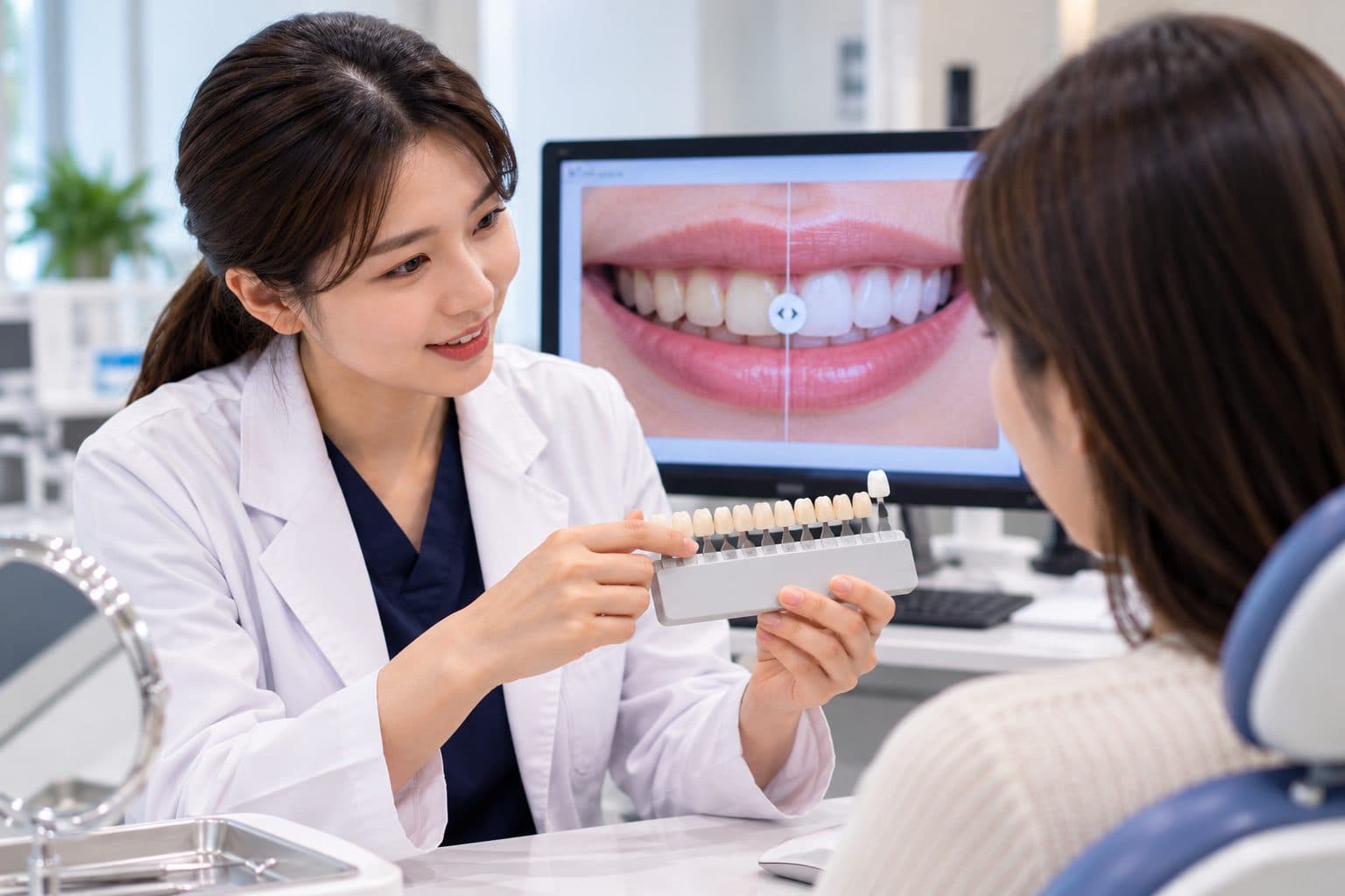 Professional teeth whitening consultation at a dental clinic in Seoul, South Korea