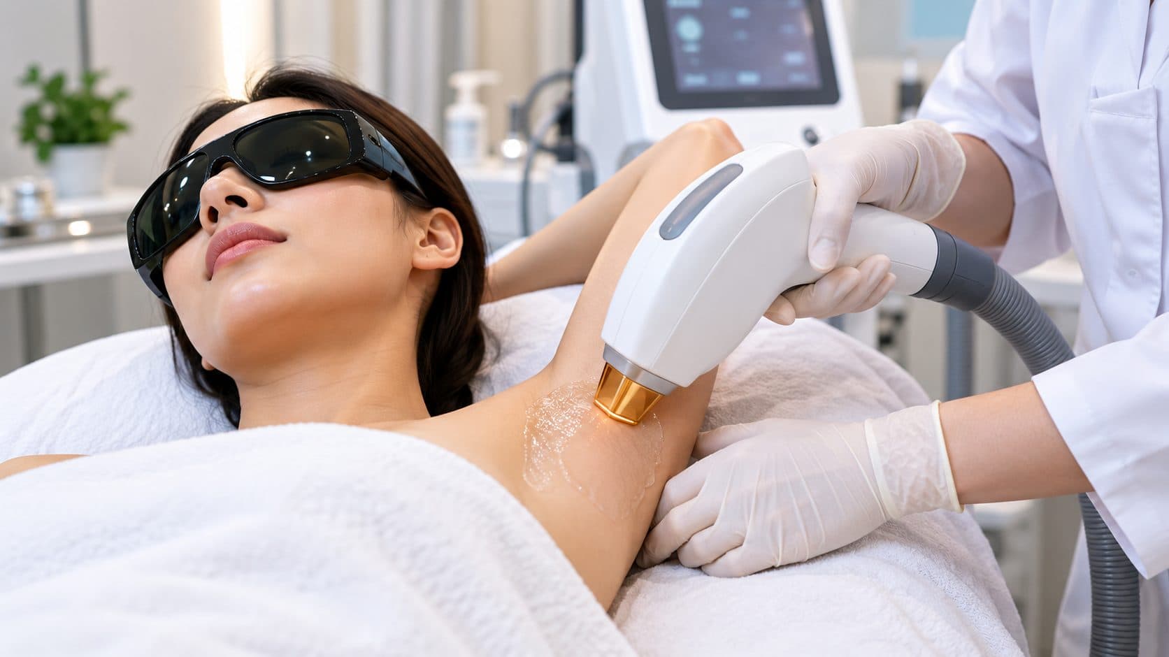 Laser hair removal treatment at a skin clinic in Seoul, South Korea