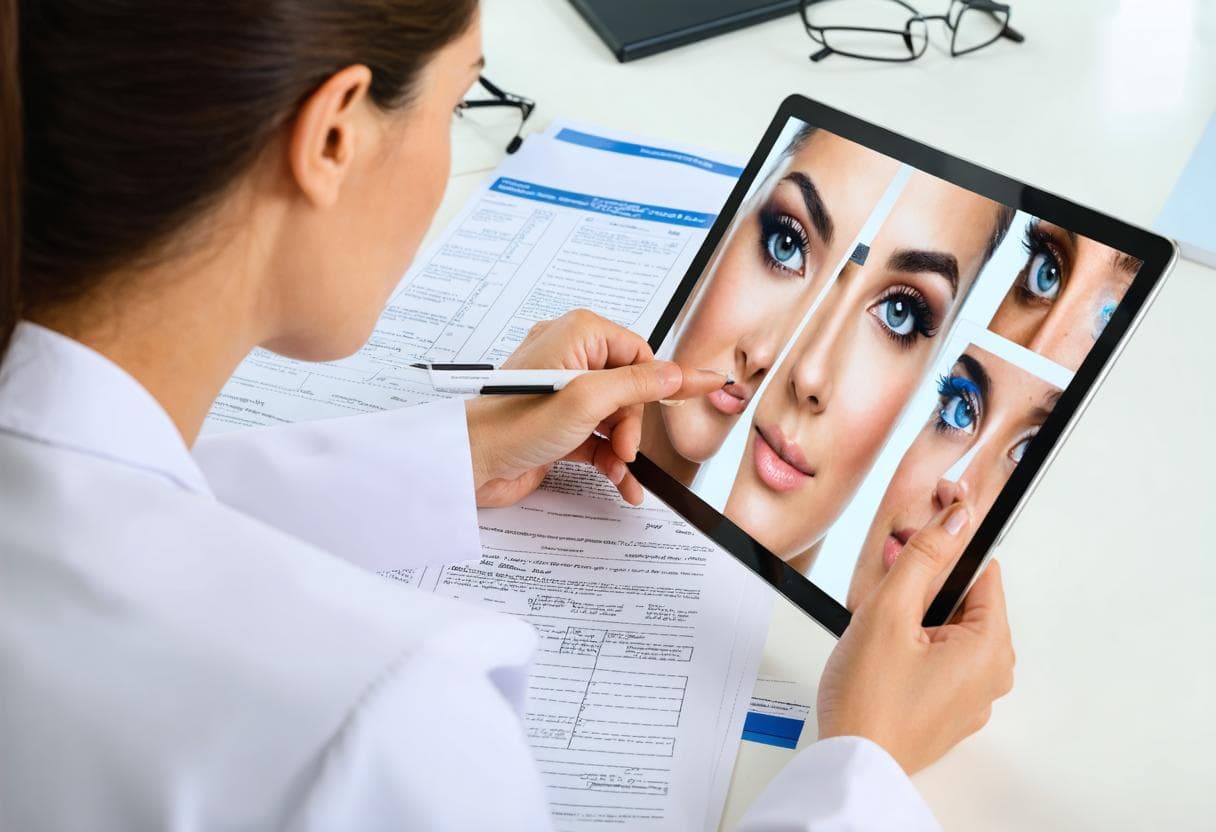 Illustrative consultation discussing canthoplasty and eye-corner surgery options with a patient.