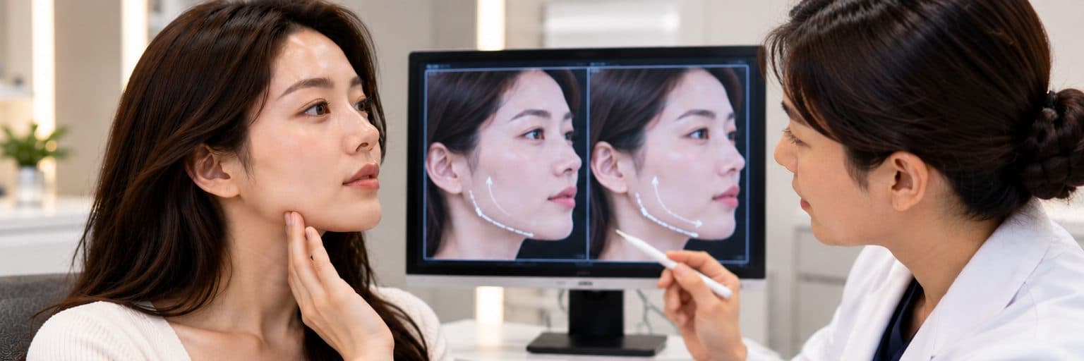 RF skin tightening consultation at an aesthetic clinic in Seoul, South Korea