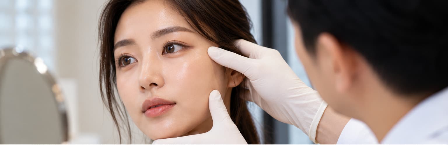 Facial fat grafting consultation assessing facial volume and contours.